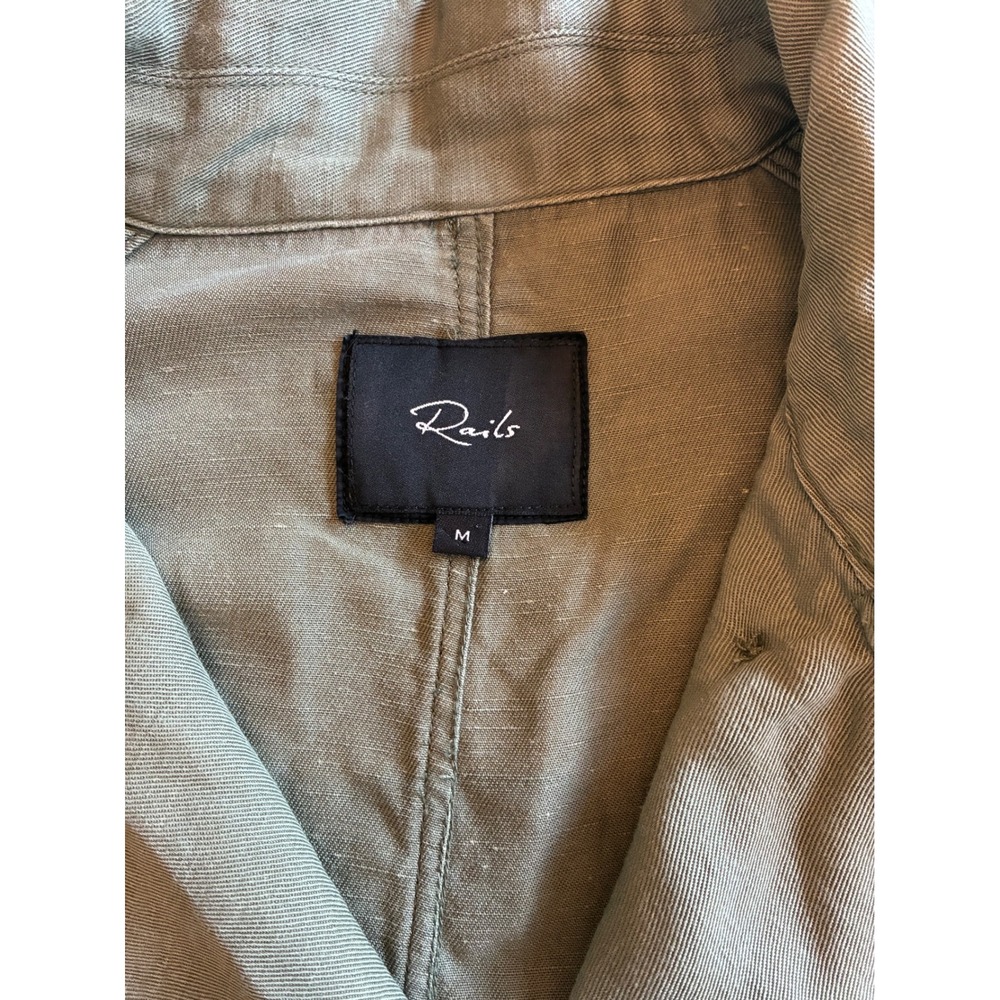 Rails Barclay Sage Green Tencel Linen Double Breasted Utility Jacket Medium - Picture 8 of 8